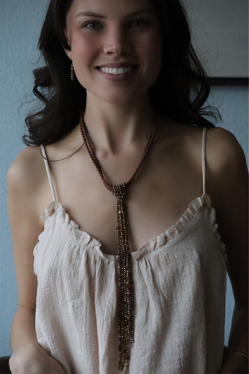 TALLY'S WESTERN BEADED NECKLACE - BROWN