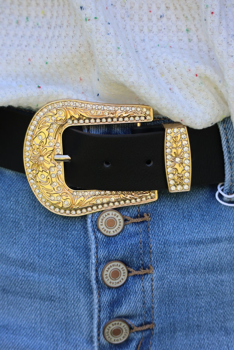 BRIDGETTE’S BOUJEE BUCKLE BELT - BLACK & GOLD