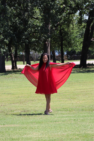 ALONA'S ANGEL PLEATED DRESS - RED