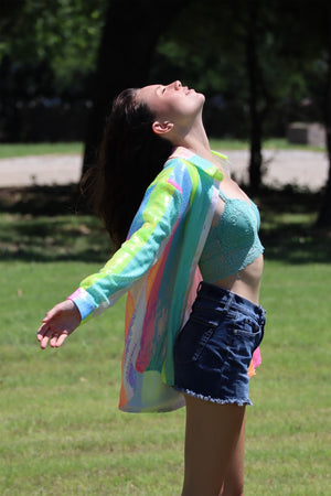 SHELBY'S STRIPED SEQUIN TOP - NEON MULTI