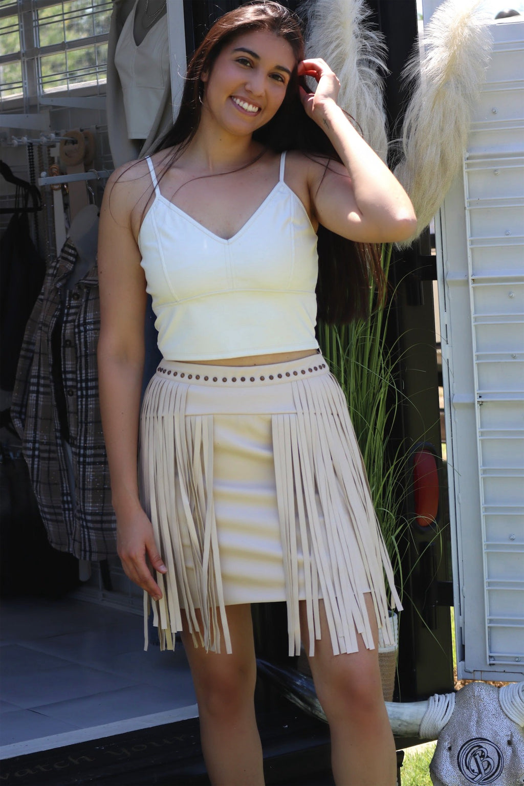 FIZA’S FRINGE SKIRT - NUDE