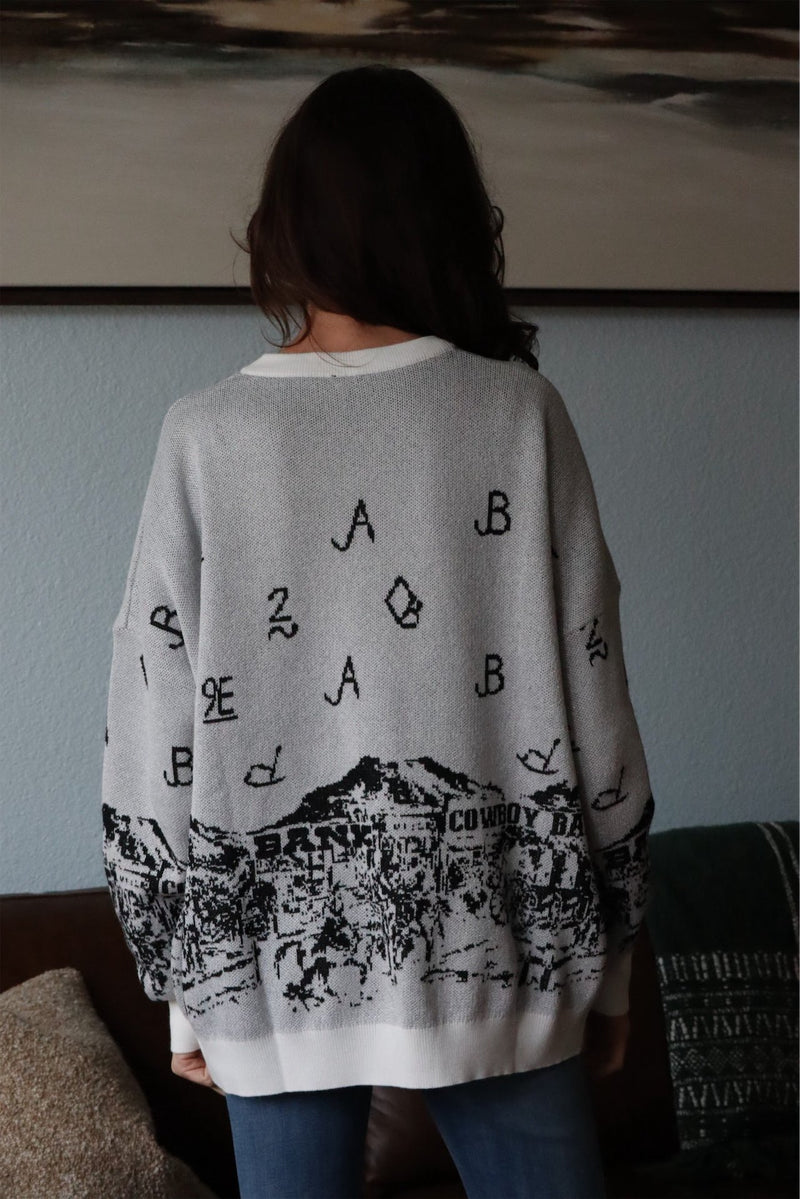 SKYE'S SPARKLE TOWN SWEATER- SILVER / BLACK