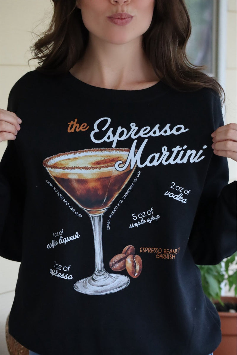 ELSA'S ESPRESSO MARTINI CREW NECK - BLACK