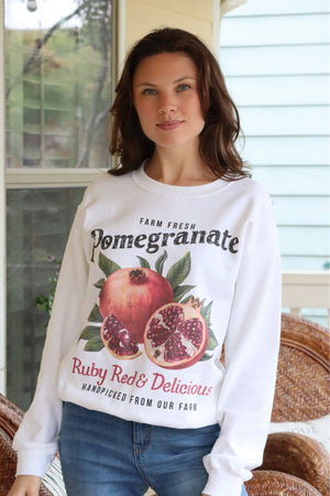 PAM'S POMEGRANATE CREW NECK - WHITE