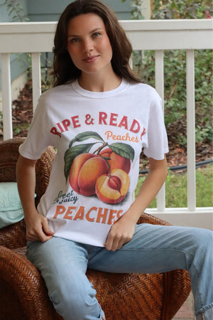 FANNY'S FARMERS PEACHES TEE - WHITE