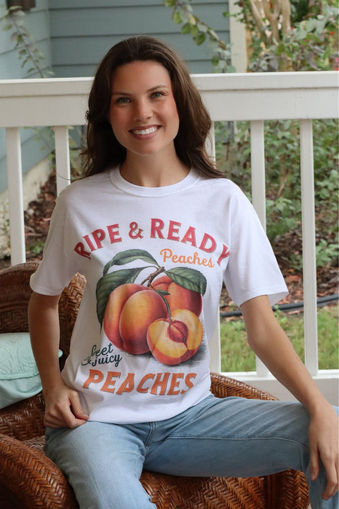 FANNY'S FARMERS PEACHES TEE - WHITE