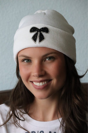 BRIANNA'S BOW BEANIE - WHITE