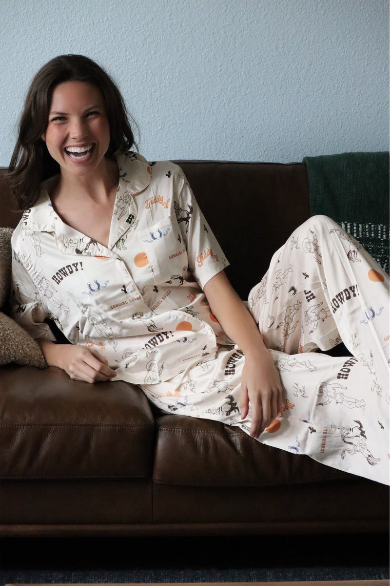 GRETA'S GIDDY UP PAJAMA SET - CREAM