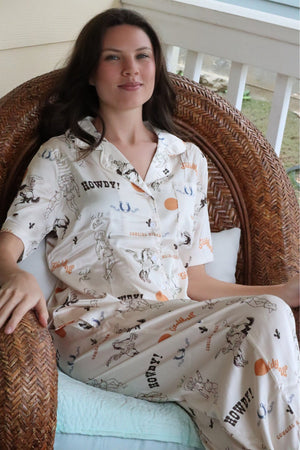 GRETA'S GIDDY UP PAJAMA SET - CREAM