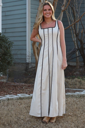 LANDRY'S MAXI DRESS - LINEN & BLACK