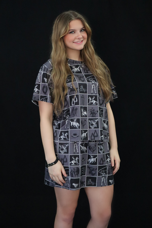 ROWAN'S RODEO CHECKERED TOP – DARK GRAY