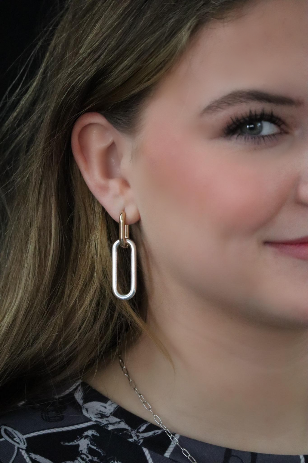 TARRA'S TWO LINK EARRINGS - GOLD / SILVER