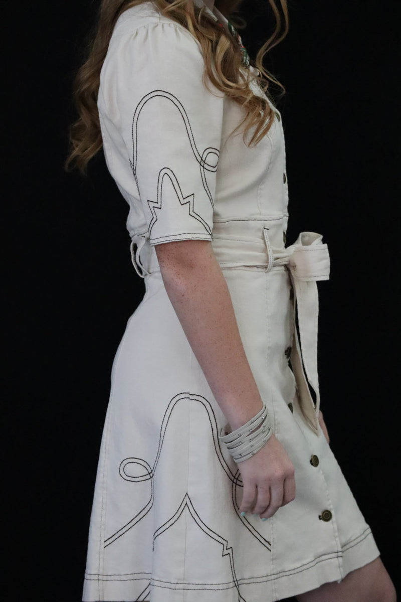 TAY'S TWILL COWGIRL DRESS – CREAM DENIM