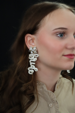 BRIDE BEADED EARRINGS - WHITE