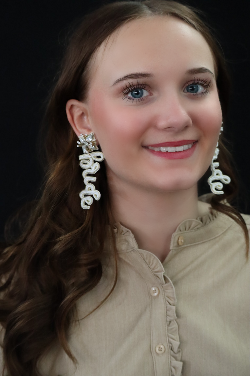 BRIDE BEADED EARRINGS - WHITE