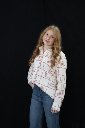 RYLEE'S RED RODEO BUTTON-UP TOP- CREAM / RED