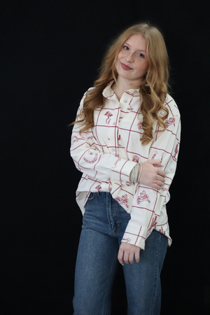 RYLEE'S RED RODEO BUTTON-UP TOP- CREAM / RED