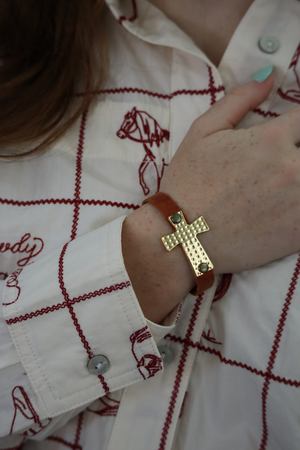 MARY'S LEATHER CROSS BRACELET - MULTI