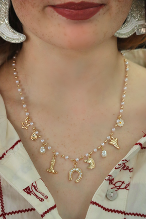SHELLY'S WESTERN NECKLACE- GOLD / PEARL