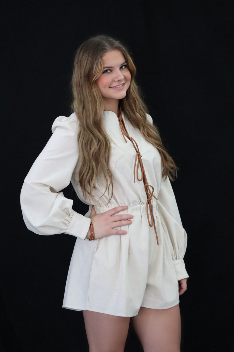 TIFF'S TIE ROMPER - LINEN