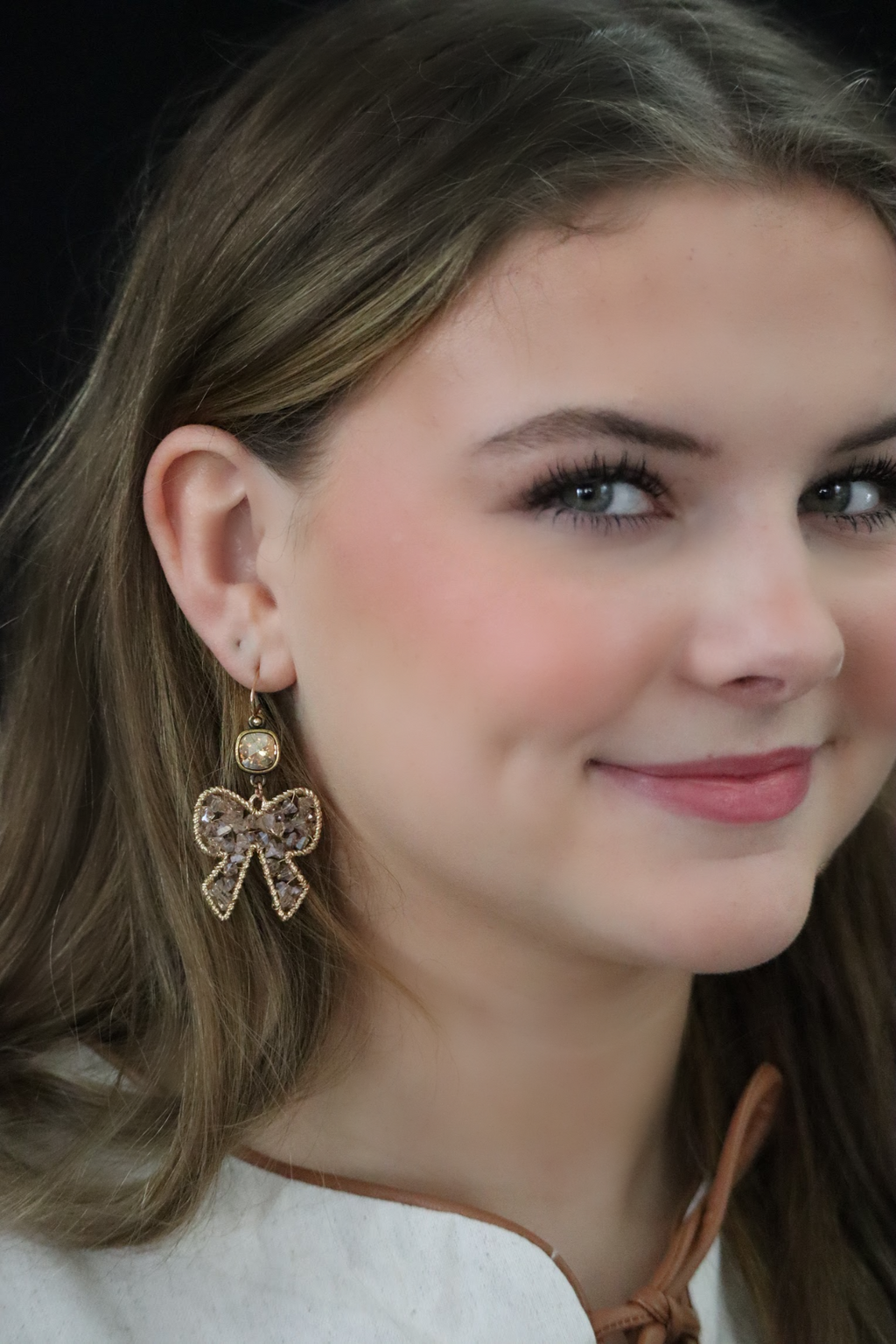 DEB'S BOW BEADED EARRINGS - ROSE