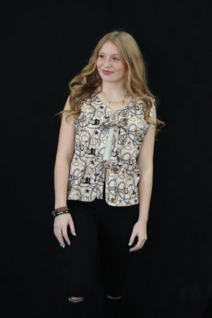 TWYLA'S WESTERN TIE VEST - TAN