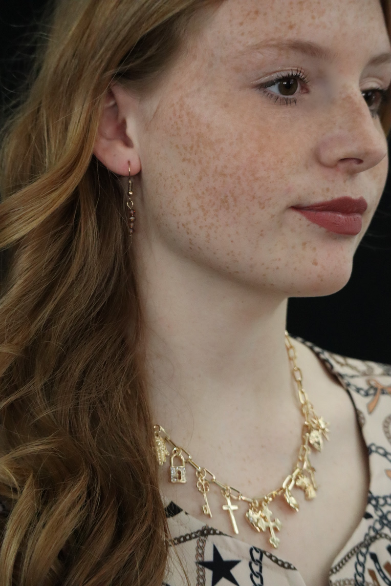 TALLY'S WESTERN BEADED EARRINGS - BROWN