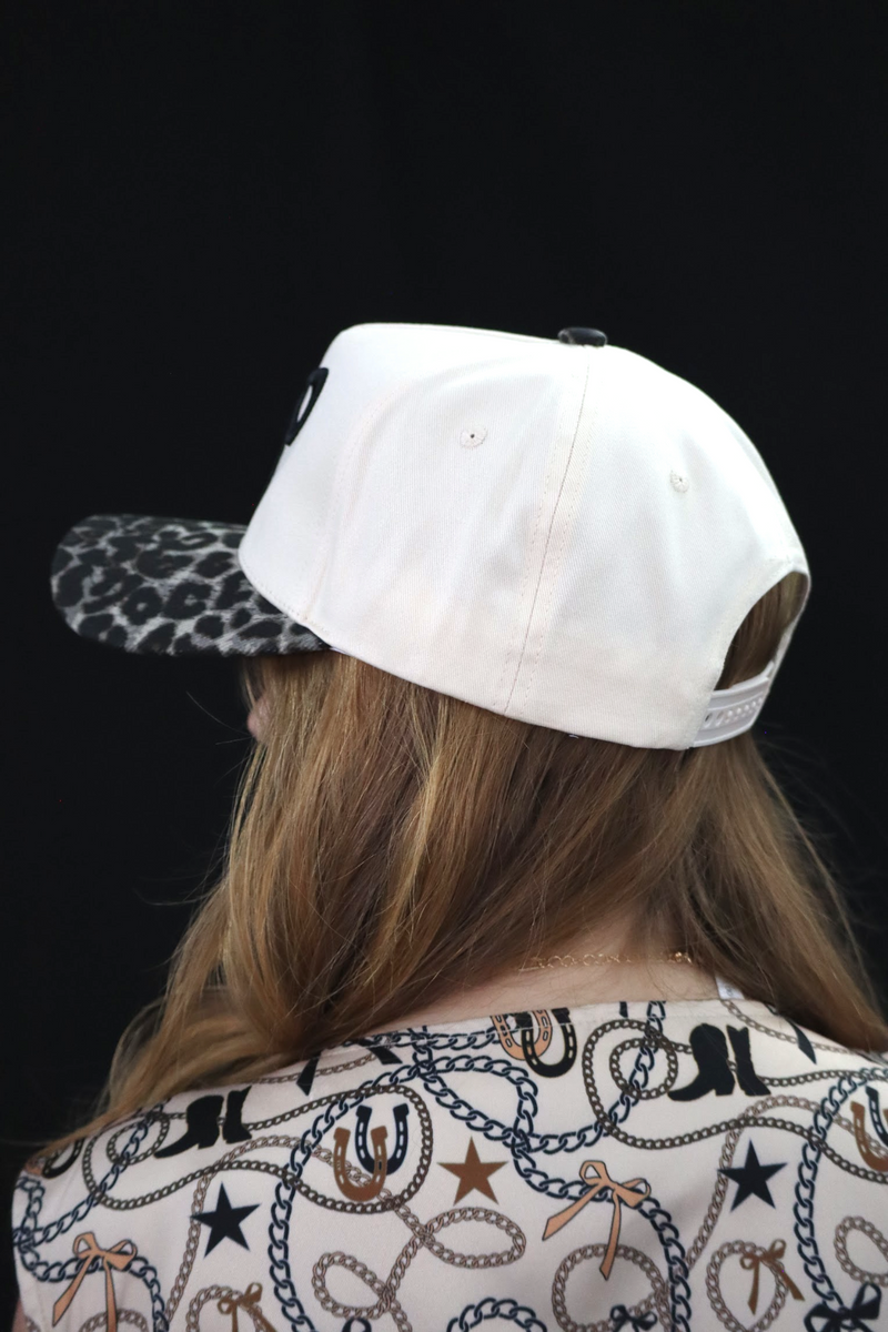 BRITTANY'S BOW LEOPARD CAP - KHAKI / BLACK