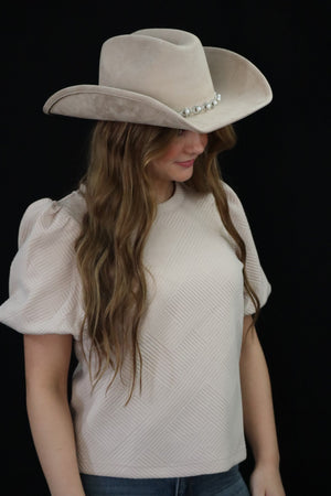 SALLY'S SPARKLE PEARL COWGIRL HAT - TAUPE
