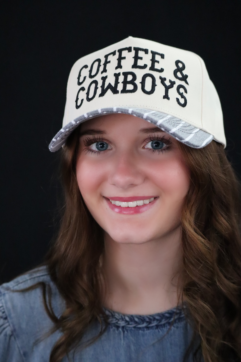 CHELSEE'S COFFEE & COWBOYS CAP -  BLACK / GREY