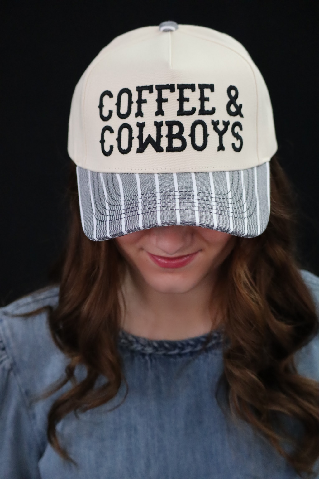 CHELSEE'S COFFEE & COWBOYS CAP -  BLACK / GREY