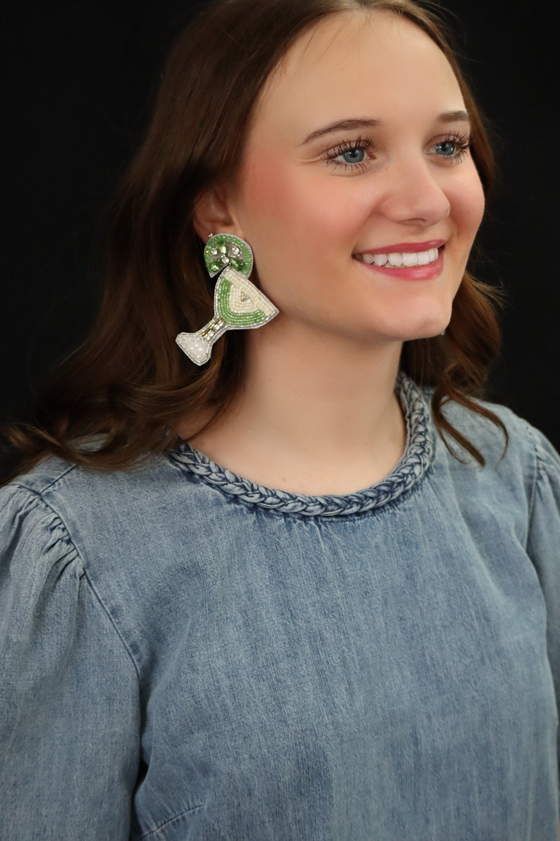 MARGIE'S MARG BEADED EARRINGS - LIME