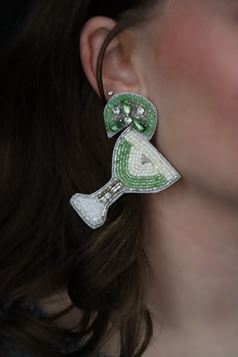 MARGIE'S MARG BEADED EARRINGS - LIME