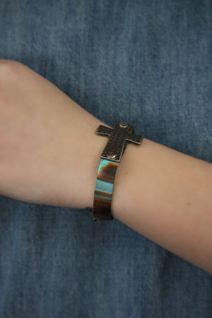 MARY'S LEATHER CROSS BRACELET - MULTI