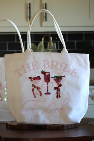 CAMDYN'S SPARKLE BRIDE CLUB TOTE - WHITE