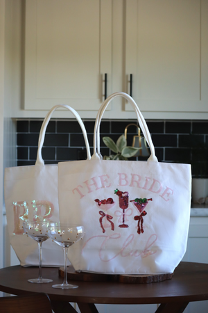 CAMDYN'S SPARKLE BRIDE CLUB TOTE - WHITE