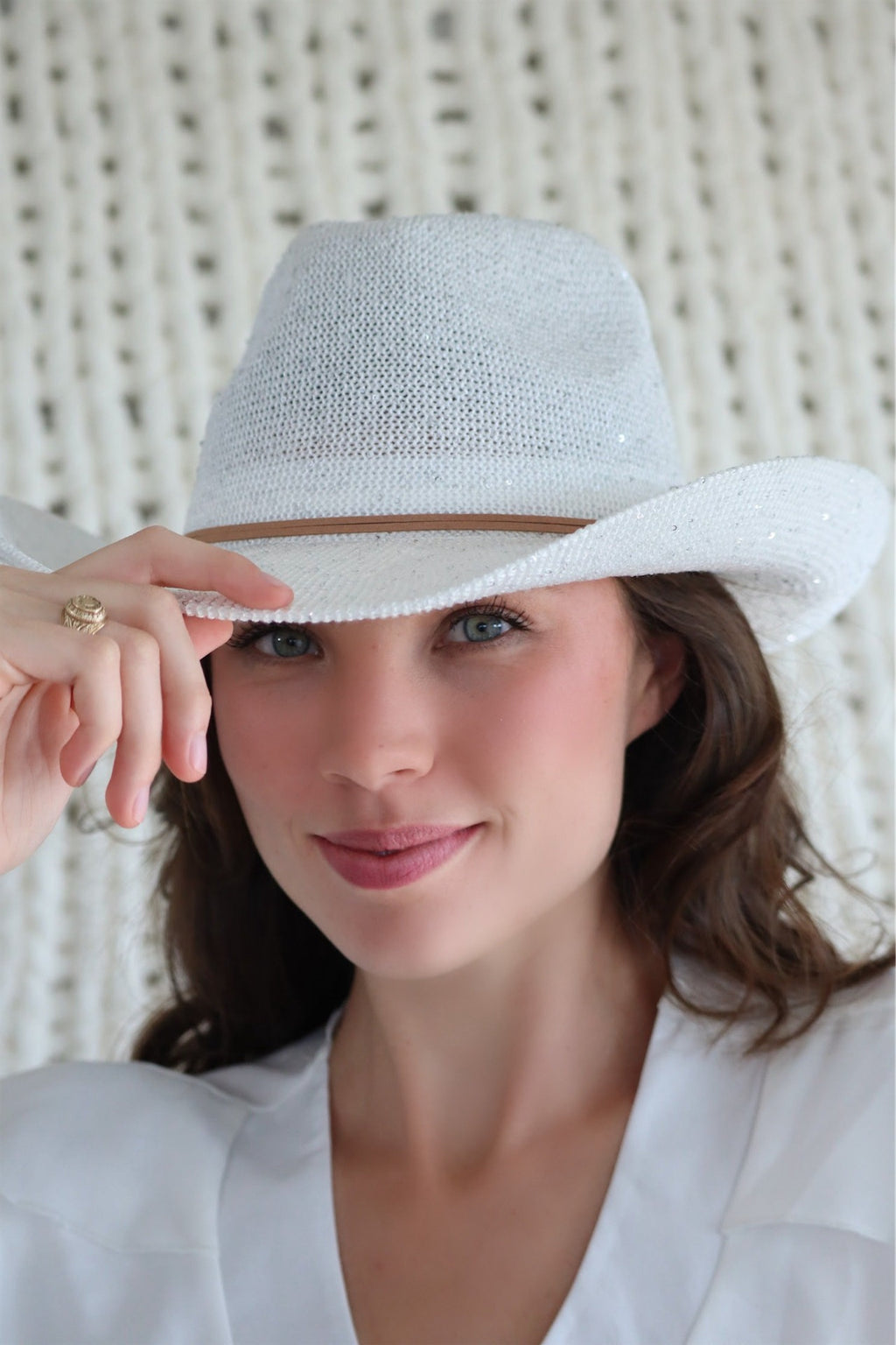SERENITY'S SEQUIN COWGIRL HAT - WHITE