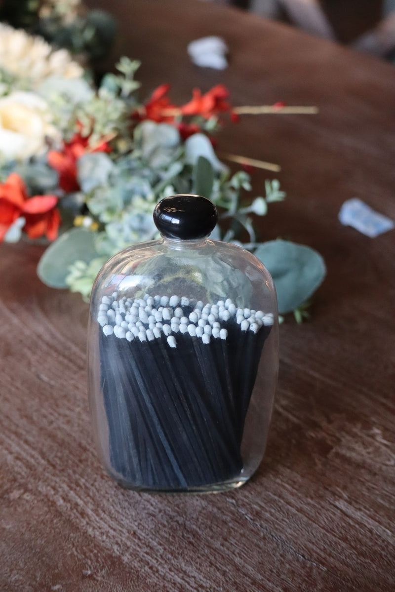 LAURA'S LUX JAR OF MATCHES - BLACK / WHITE