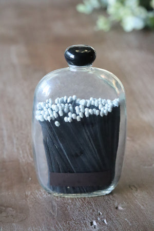 LAURA'S LUX JAR OF MATCHES - BLACK / WHITE
