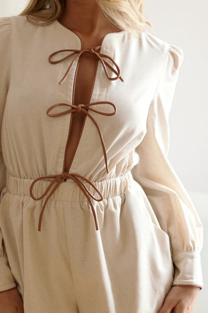 TIFF'S TIE ROMPER - LINEN