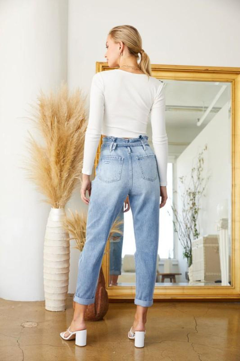 MACIE’S MUST HAVE MOM JEANS - LIGHT BLUE