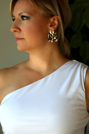 SKYLAR’S SQUARE EARRINGS - GOLD, BLACK, & WHITE