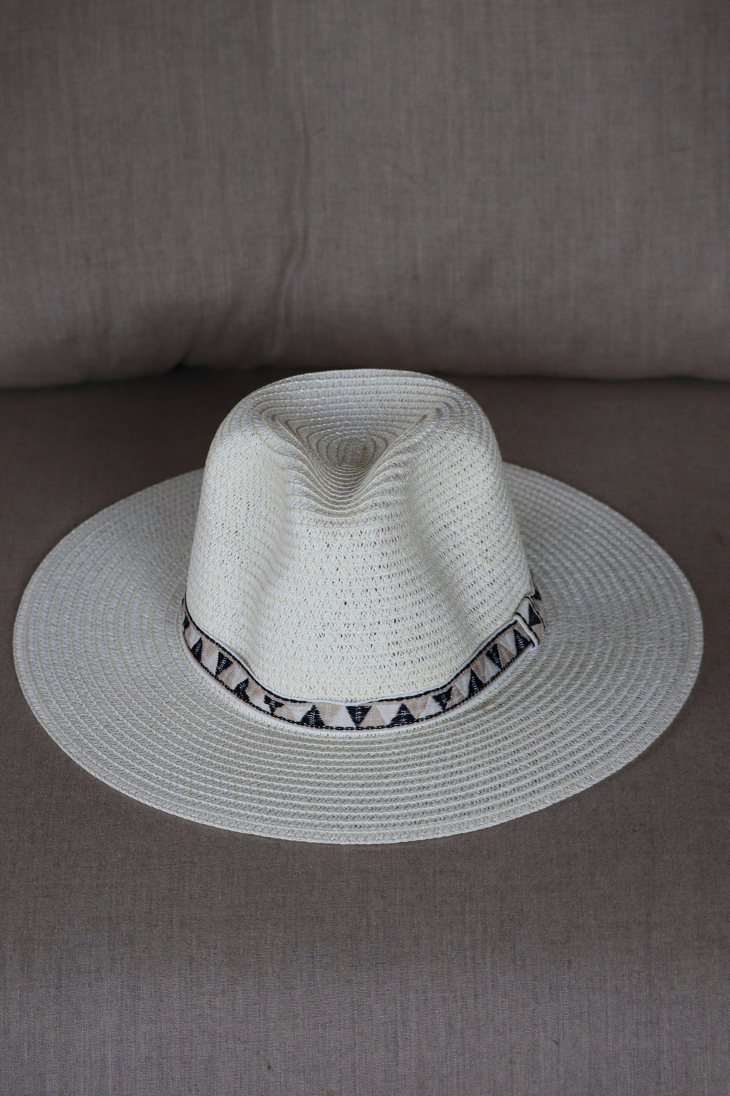 ANGIE'S AZTEC PANAMA HAT - IVORY