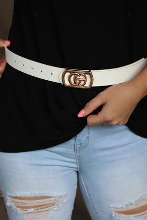 JERSEY'S JUST A BUCKLE BELT - WHITE