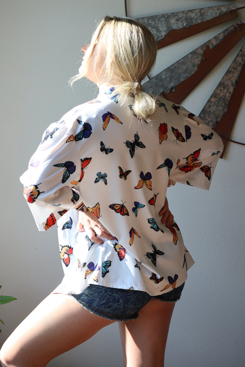 BETTY'S BUTTERFLY TOP - WHITE