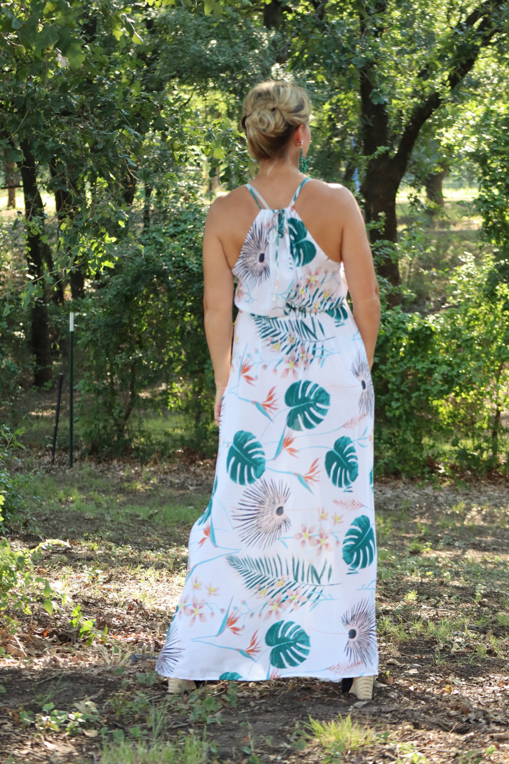 FIONA’S FLORAL HALTER MAXI - OFF-WHITE