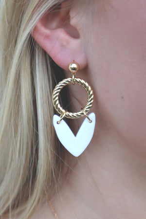 WAVERLY'S WHITE CLAY EARRINGS - WHITE & GOLD