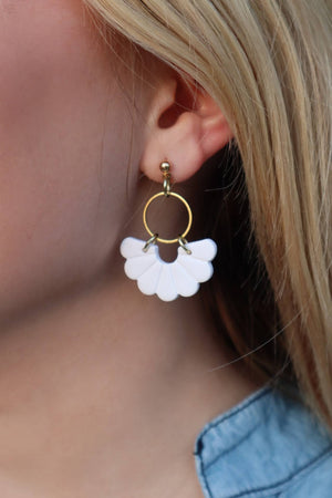 WAVERLY'S WHITE CLAY EARRINGS - WHITE & GOLD