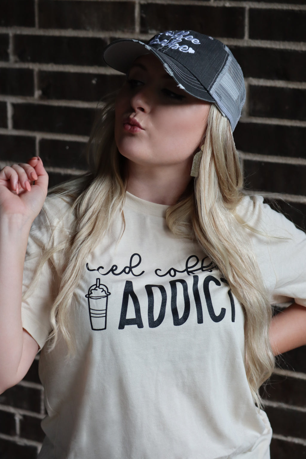 COURTNEY’S ICED COFFEE ADDICT TEE - CREAM