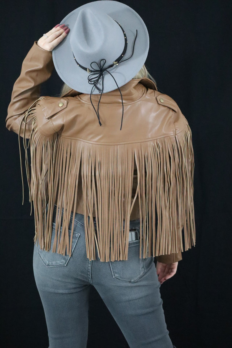 FAITH’S FUN FRINGE JACKET - CAPPUCCINO